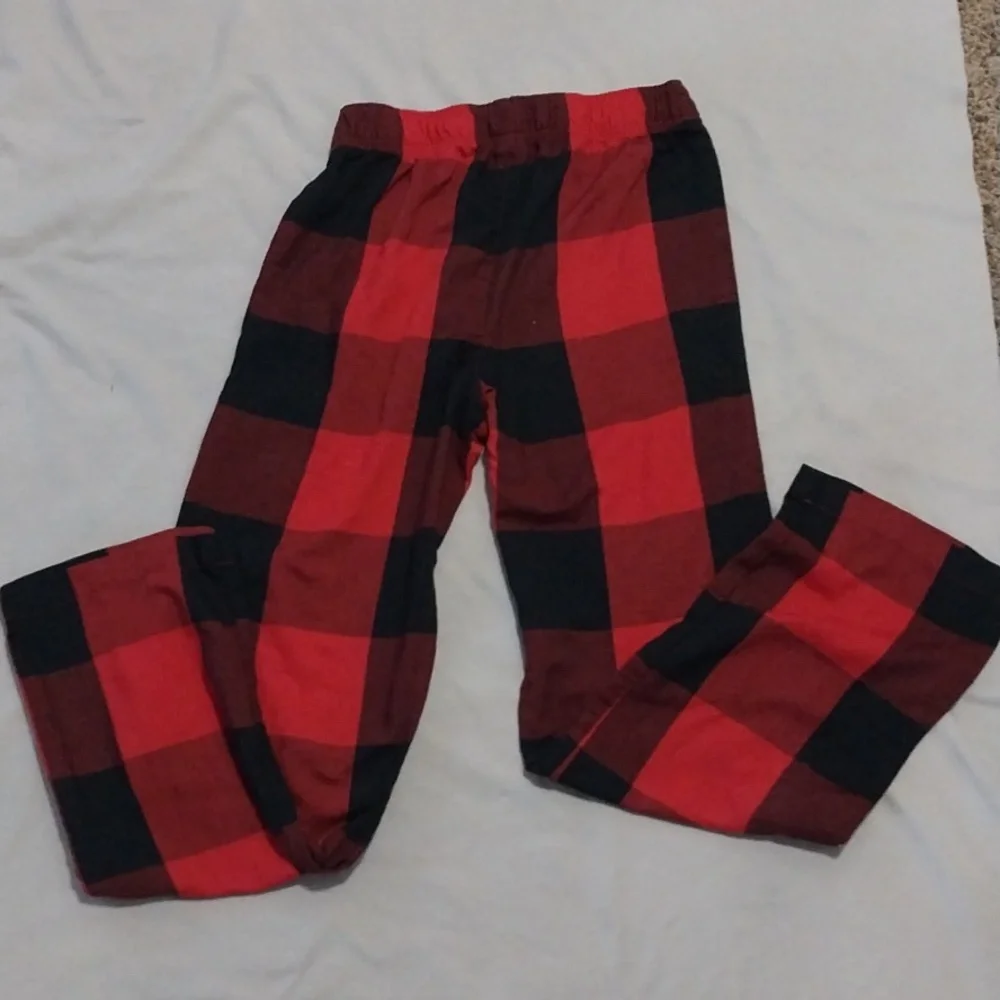 Old Navy Kids Red and Black Check Pajama Bottoms Large 10/12